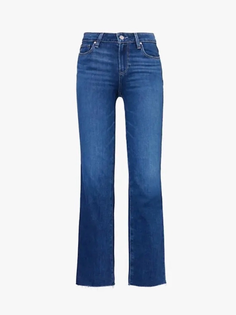 PAIGE AMBER STRAIGHT LEG RAW HEM DENIM JEANS IN MAMBO MED/DARK WASH NWOT Sz25